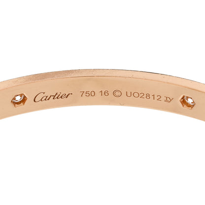 Cartier 18K Pink Gold 4 Diamond LOVE Bracelet 16 7 of 10