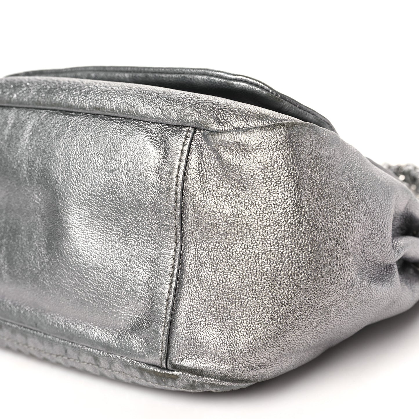Metallic Deerskin Luxe Ligne Flap  Silver