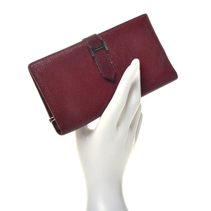 Hermes Chevre Mysore Bearn Gusset Wallet Rouge H 2 of 7