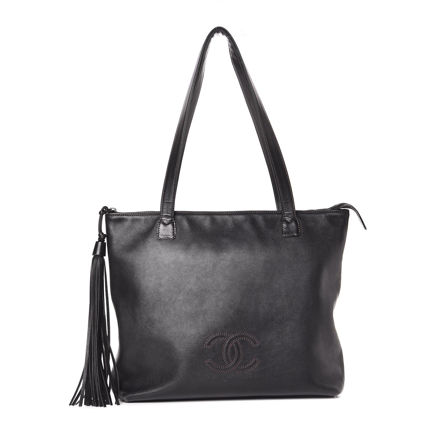 Chanel Calfskin CC Tassel Shopping Tote Black 1 of 16
