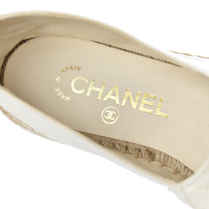 Chanel Fabric Biarritz CC Espadrilles 38 White Gold 7 of 8