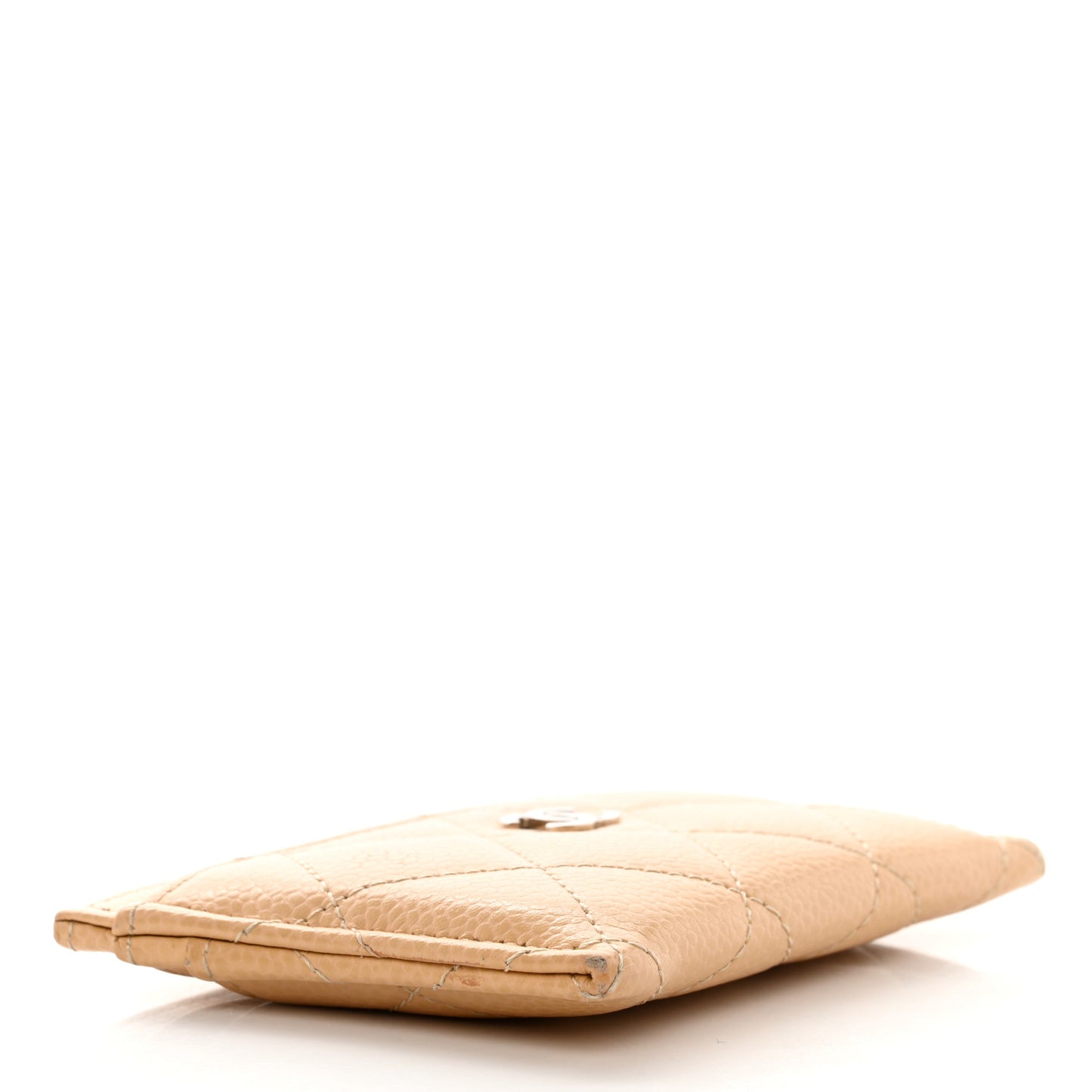 Caviar Quilted Card Holder Beige