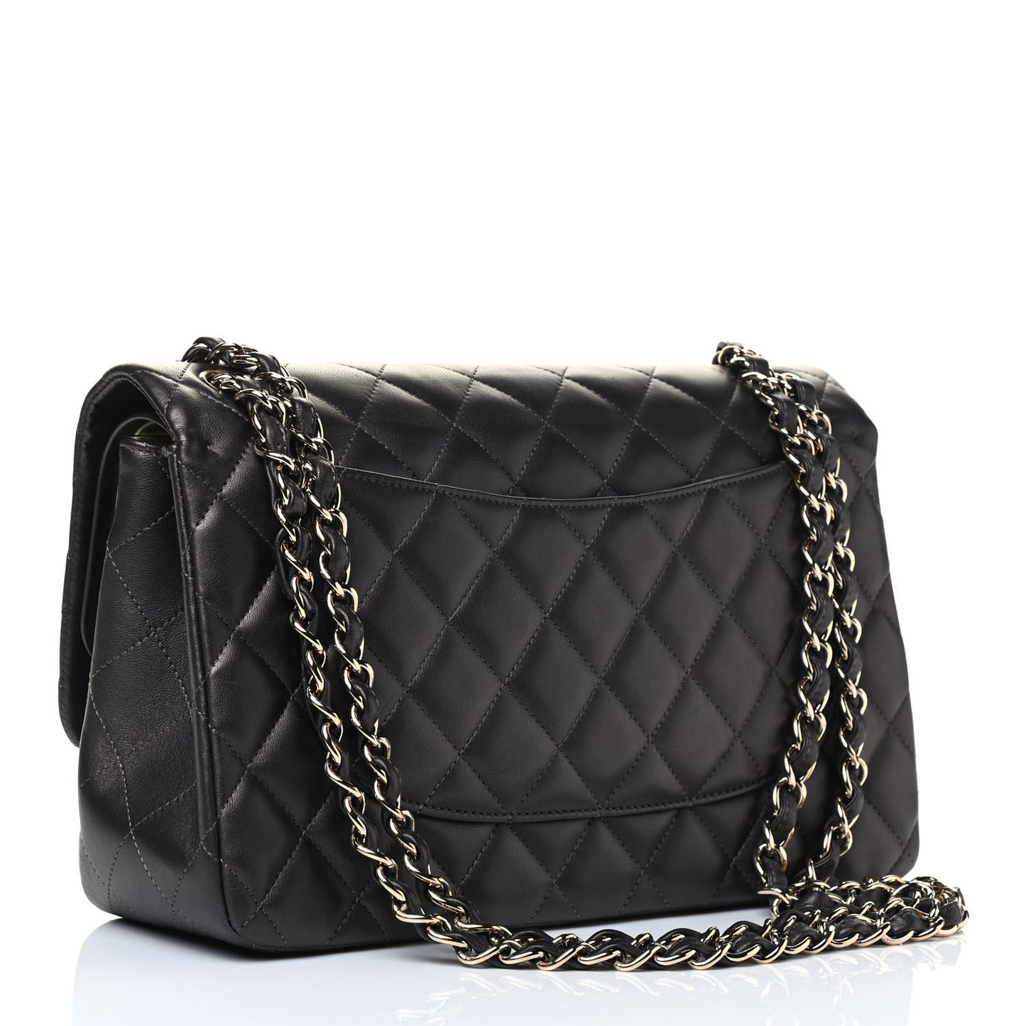 Lambskin Quilted Jumbo Double Flap Dark Grey