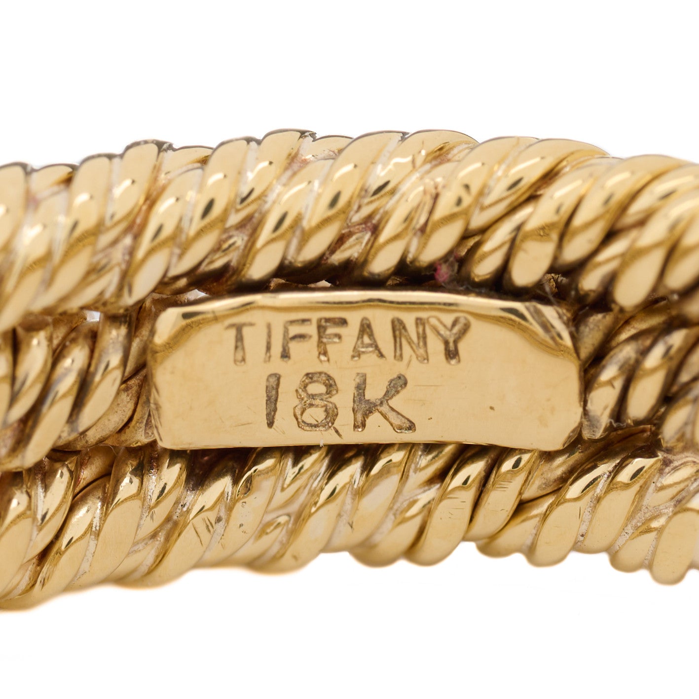 Tiffany 18K Yellow Gold Twisted Rope 3 Row Ring 63 10.25 4 of 4