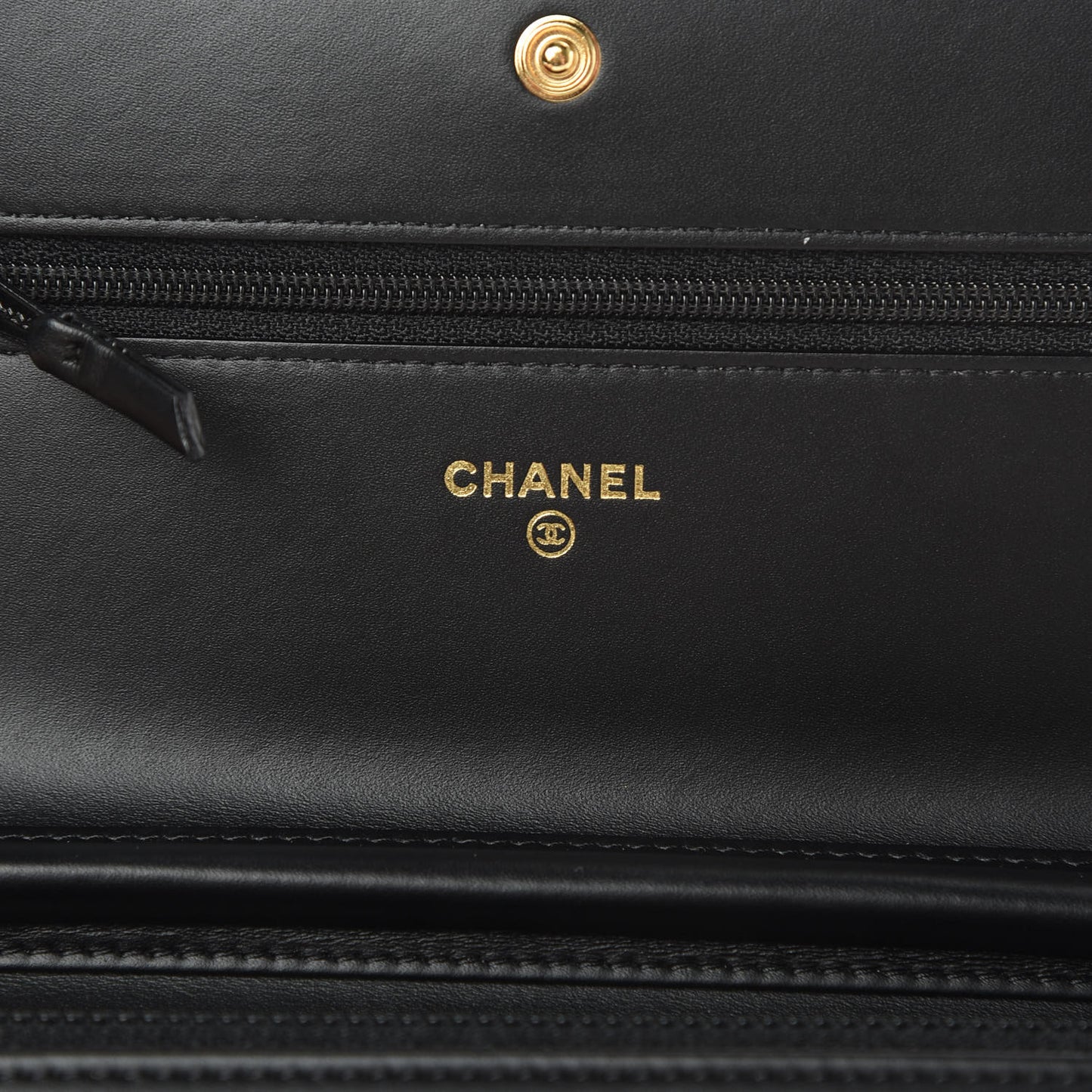 Patent Calfskin Quilted Boy Wallet On Chain WOC Black