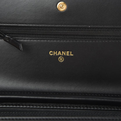 Chanel Patent Calfskin Quilted Boy Wallet On Chain WOC Black 6 of 13