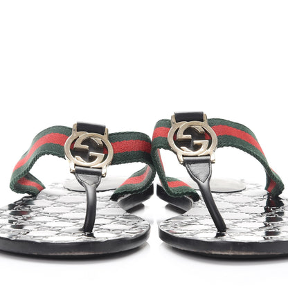 Gucci Nylon Guccissima Web Womens Thong Sandals 37 Green Red Black 8 of 17