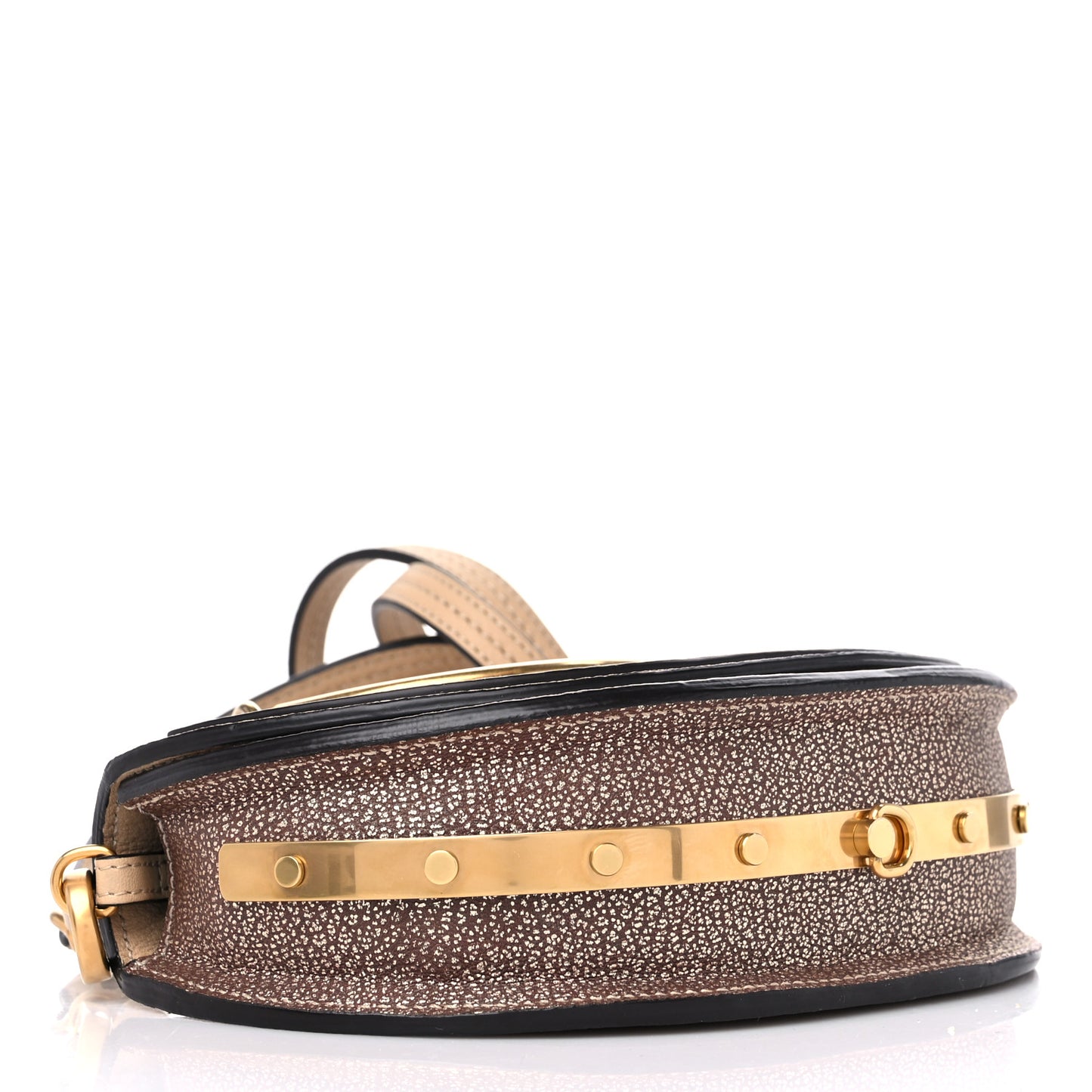 Metallic Calfskin Small Nile Bracelet Minaudiere Bag Gold