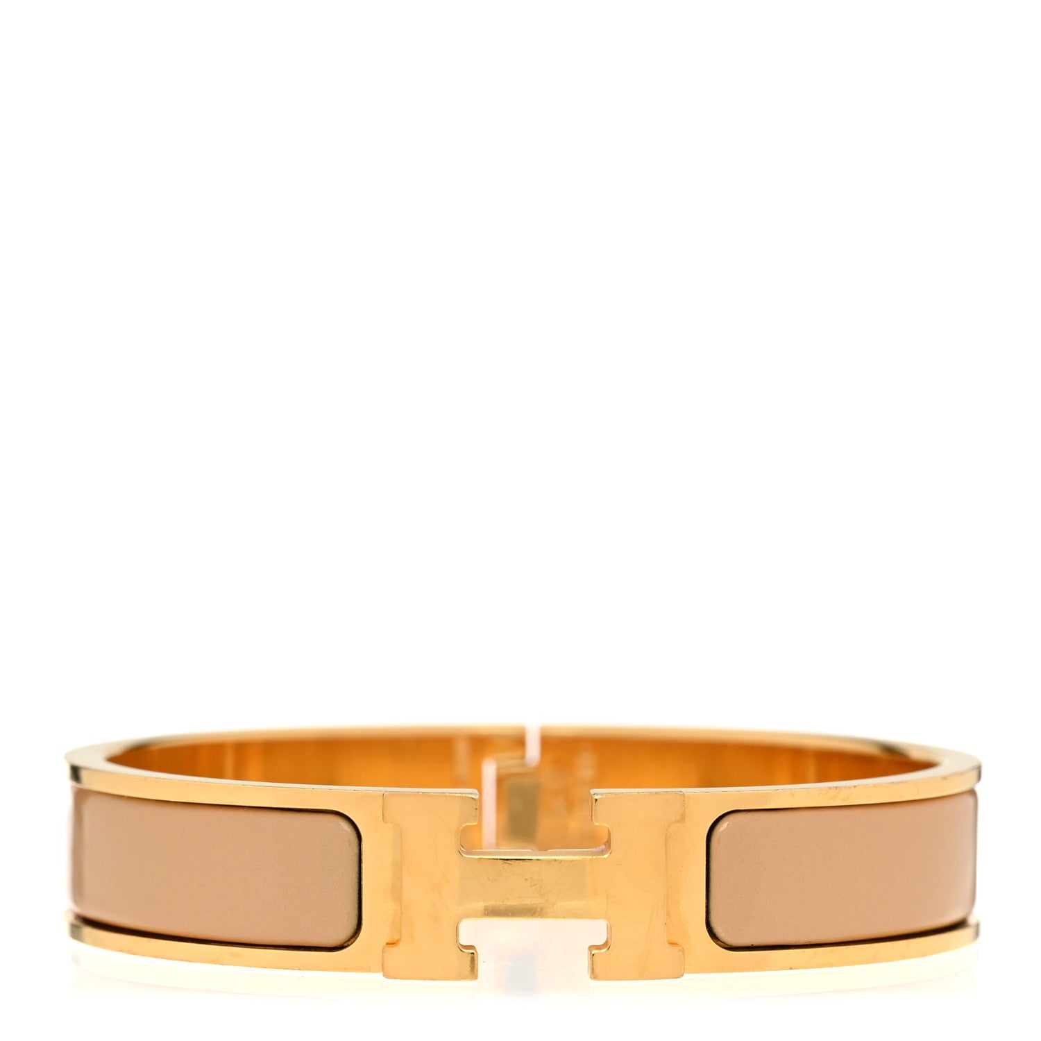 Hermes Enamel Narrow Clic Clac H Bracelet PM Beige Nacre 1 of 5
