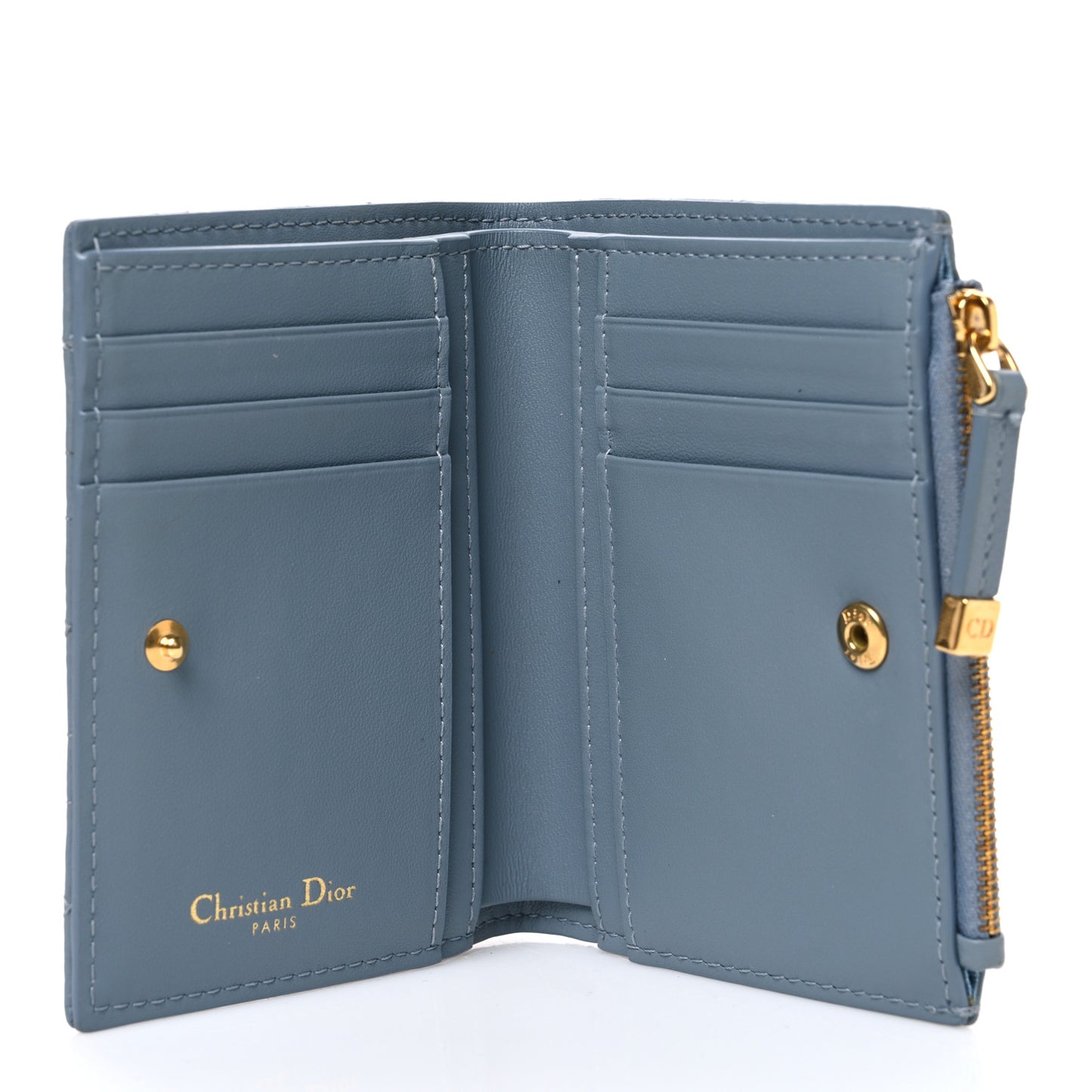 Grained Calfskin Supple Cannage Caro Dahlia Wallet Cloud Blue