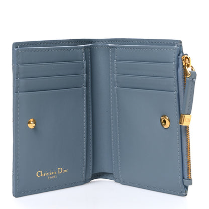 Christian Dior Grained Calfskin Supple Cannage Caro Dahlia Wallet Cloud Blue 5 of 7