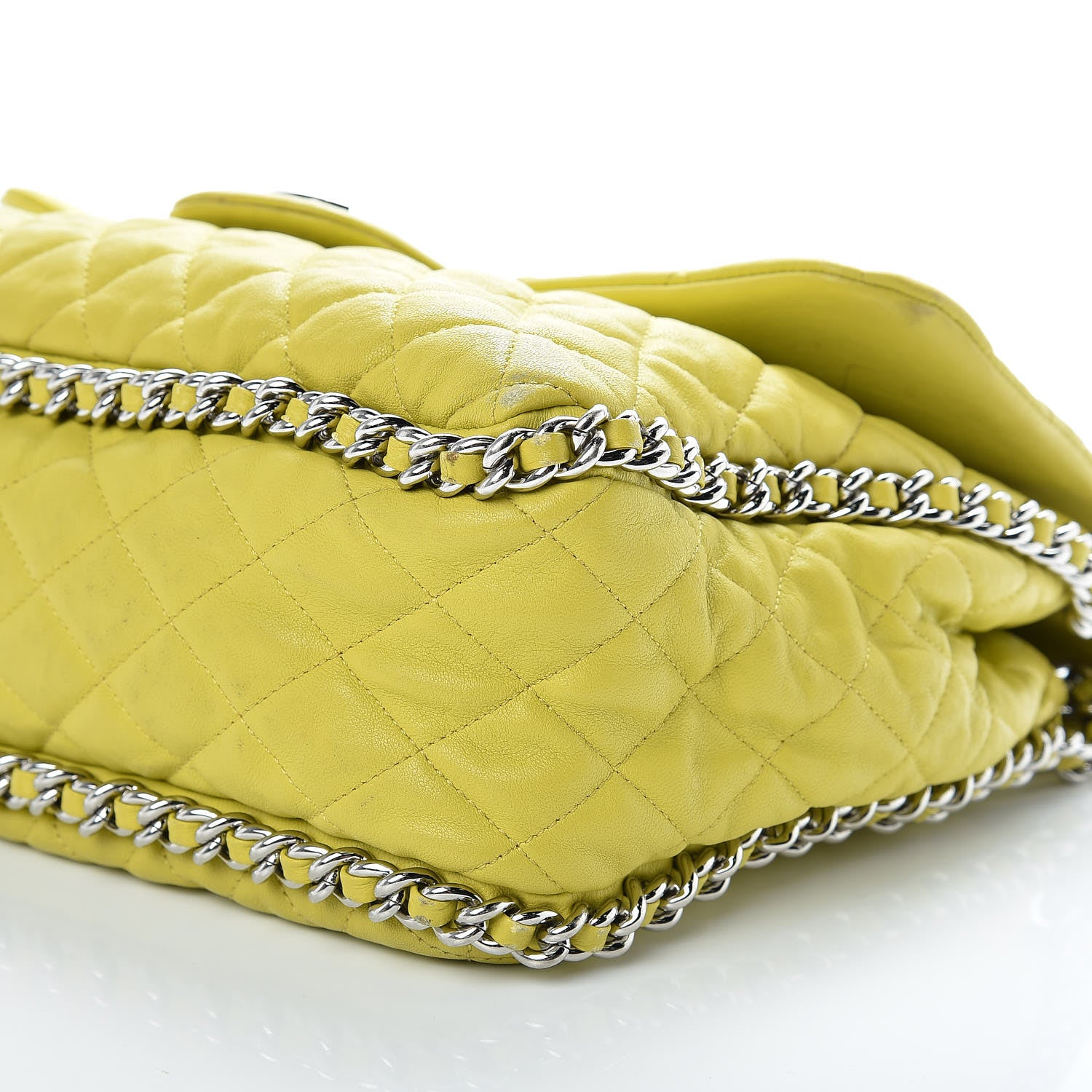 Chanel Washed Lambskin Quilted Maxi Chain Around Flap Yellow 9 of 18