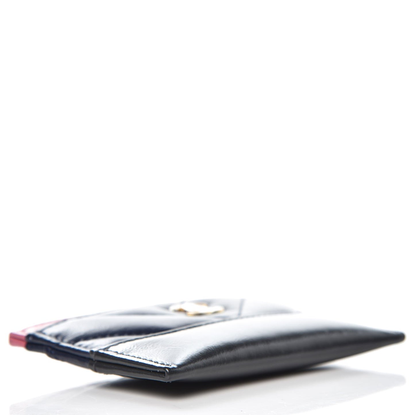 Aged Calfskin Chevron Quilted Gabrielle Card Holder Wallet Pink Navy Charcoal