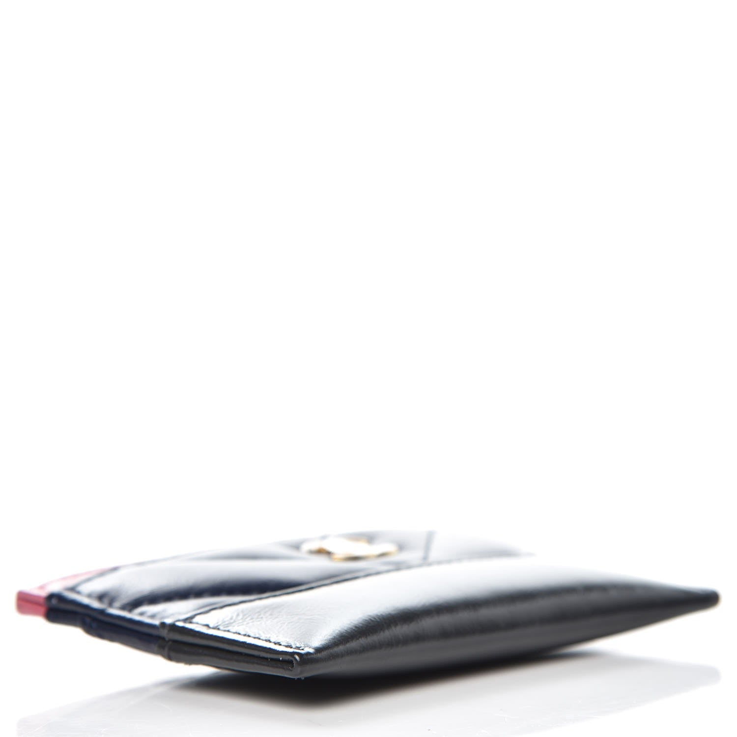 Chanel Aged Calfskin Chevron Quilted Gabrielle Card Holder Wallet Pink Navy Charcoal 4 of 9