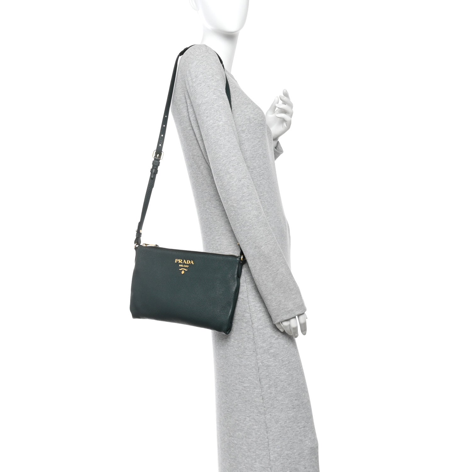 Prada Vitello Phenix Zip Crossbody Bag Smeraldo 2 of 10