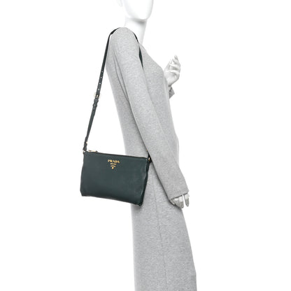 Prada Vitello Phenix Zip Crossbody Bag Smeraldo 2 of 10