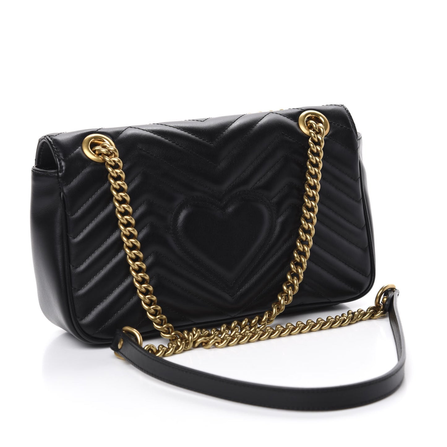Calfskin Matelasse Small GG Marmont Shoulder Bag Black