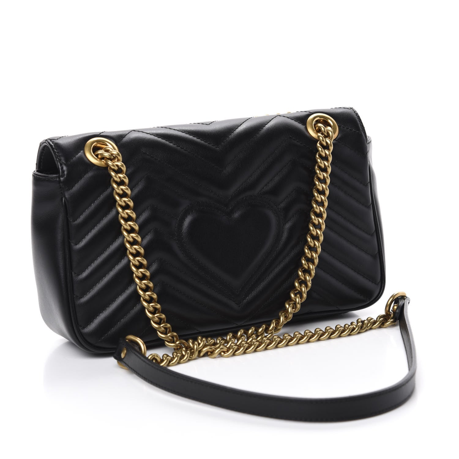 Gucci Calfskin Matelasse Small GG Marmont Shoulder Bag Black 3 of 10