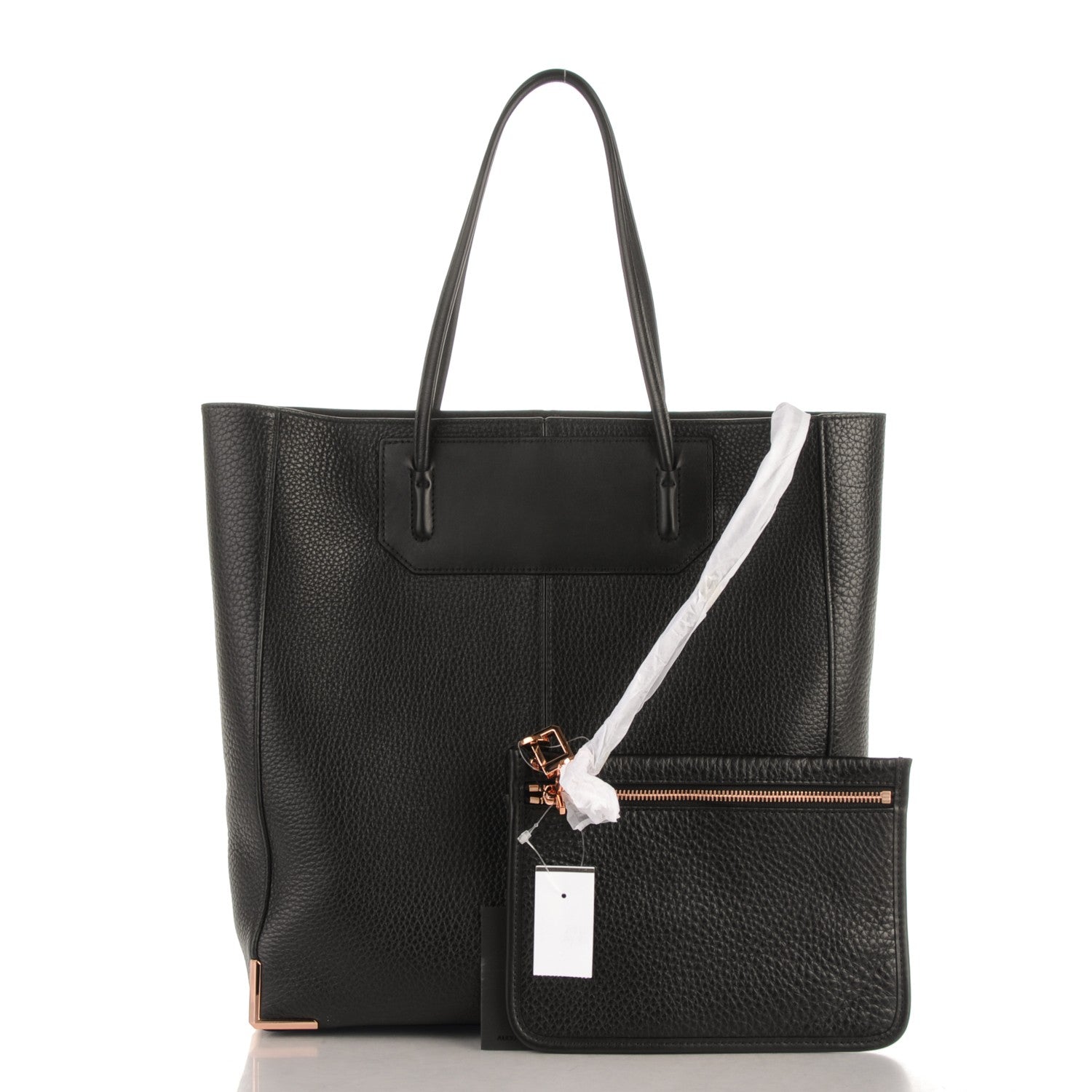 Alexander Wang Pebbled Calfskin Prisma Skeletal Tote Black Rose Gold Hardware 7 of 7