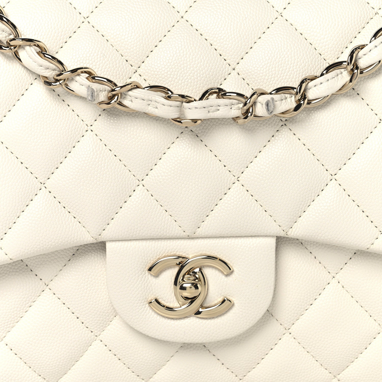 Chanel Caviar Quilted Jumbo Double Flap White 8 of 10