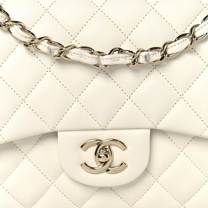 Chanel Caviar Quilted Jumbo Double Flap White 8 of 10
