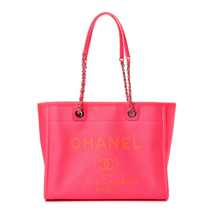 Chanel Mixed Fibers Small Deauville Tote Pink Orange 1 of 4