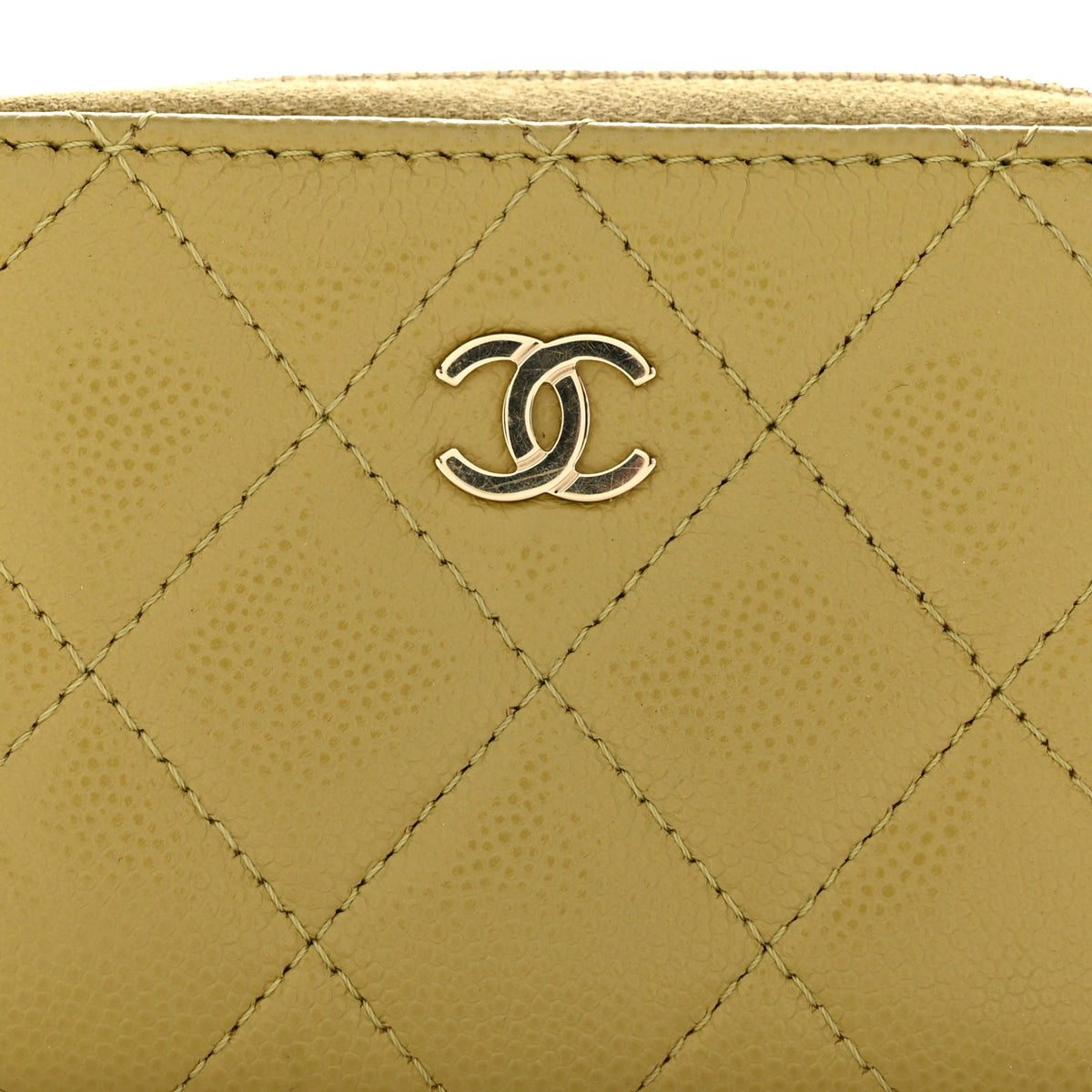 Caviar Quilted Zip Around Coin Purse Light Green