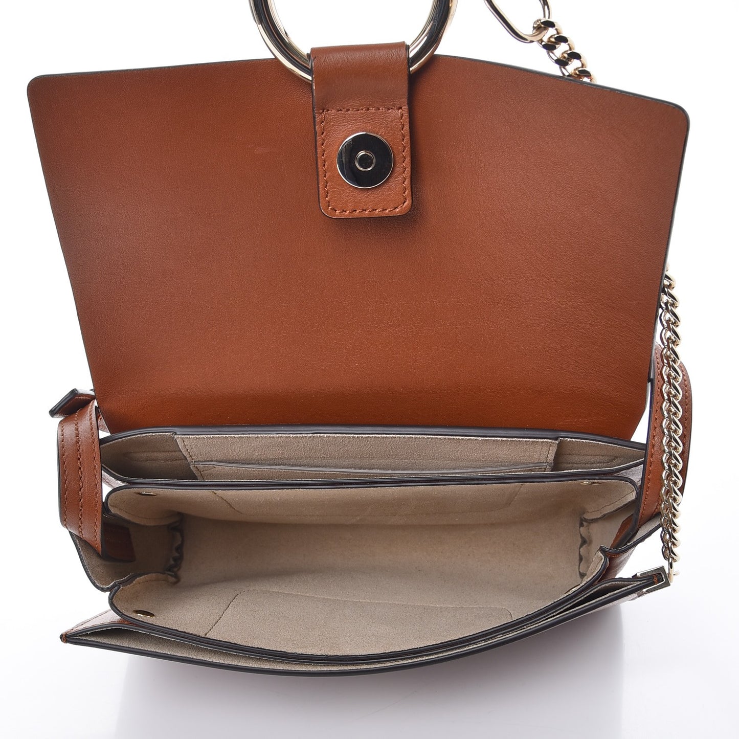 Suede Calfskin Small Faye Shoulder Bag Tobacco