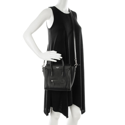 Celine Drummed Calfskin Nano Luggage Black 2 of 7