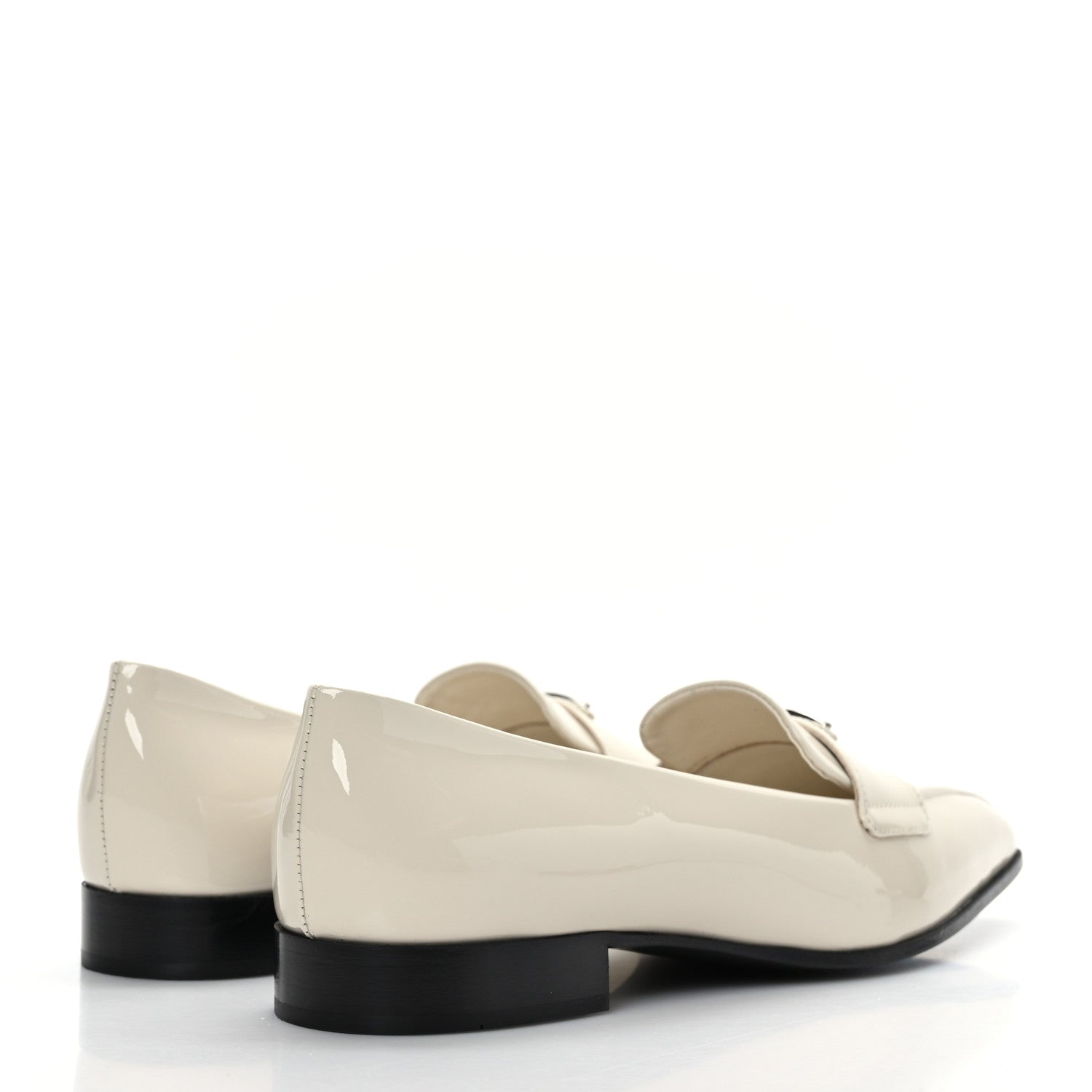 Prada Vernice Metal Triangle Logo 25mm Loafers 37.5 Avorio 4 of 7