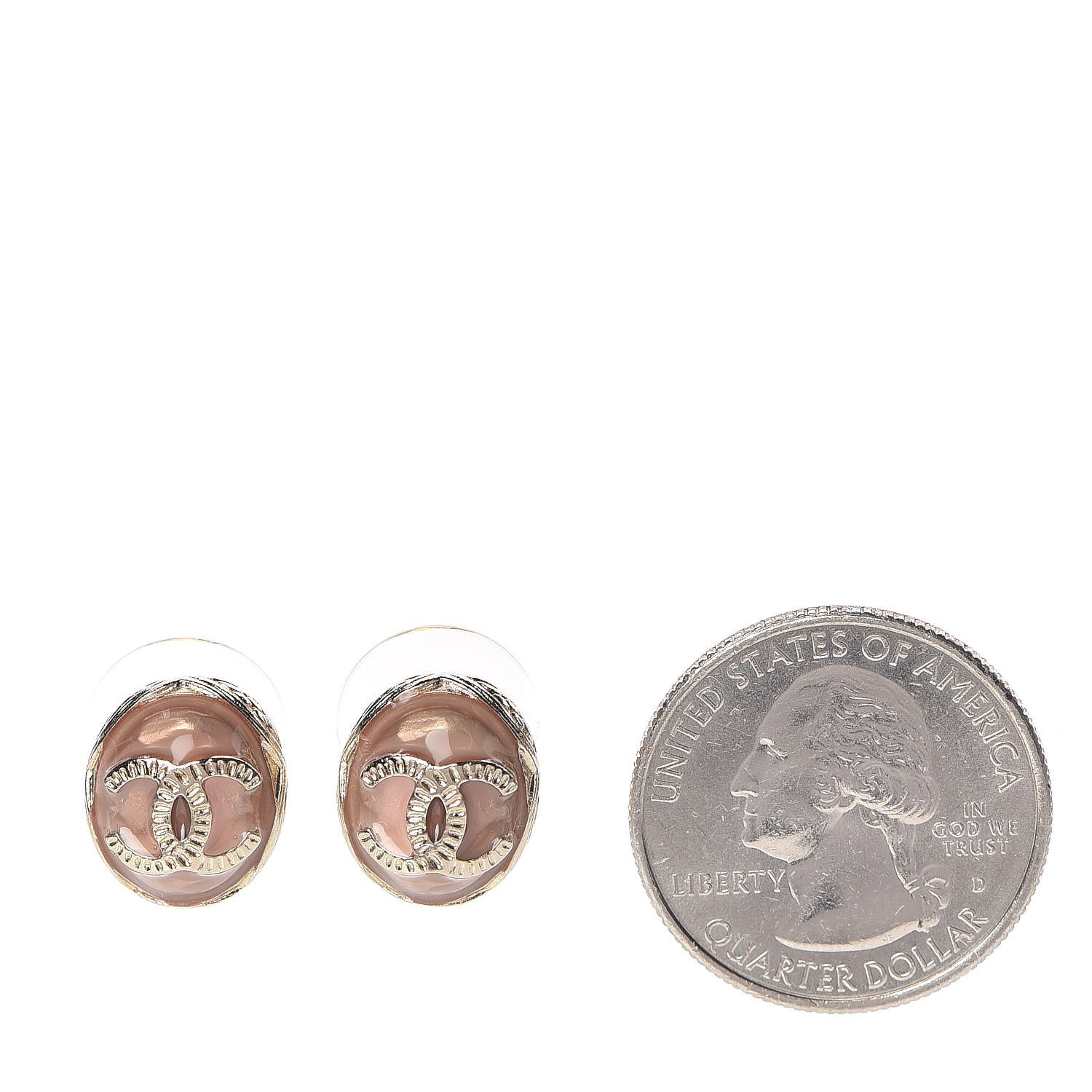 Chanel Enamel CC Earrings Pink Gold 2 of 5