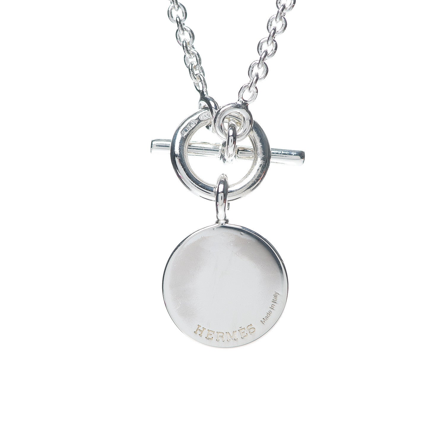 Hermes Sterling Silver Amulettes H Confettis Pendant Necklace 3 of 4