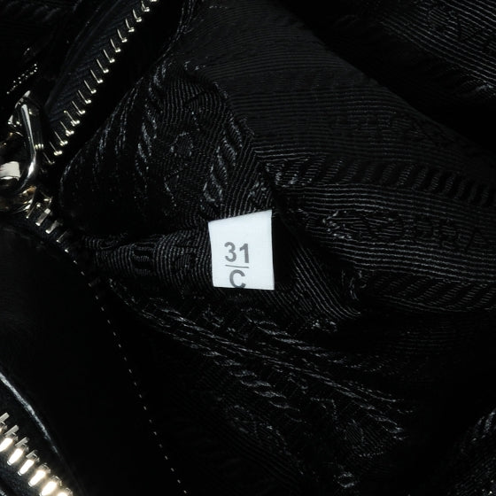 Soft Calf Double Zip Shoulder Bag Black