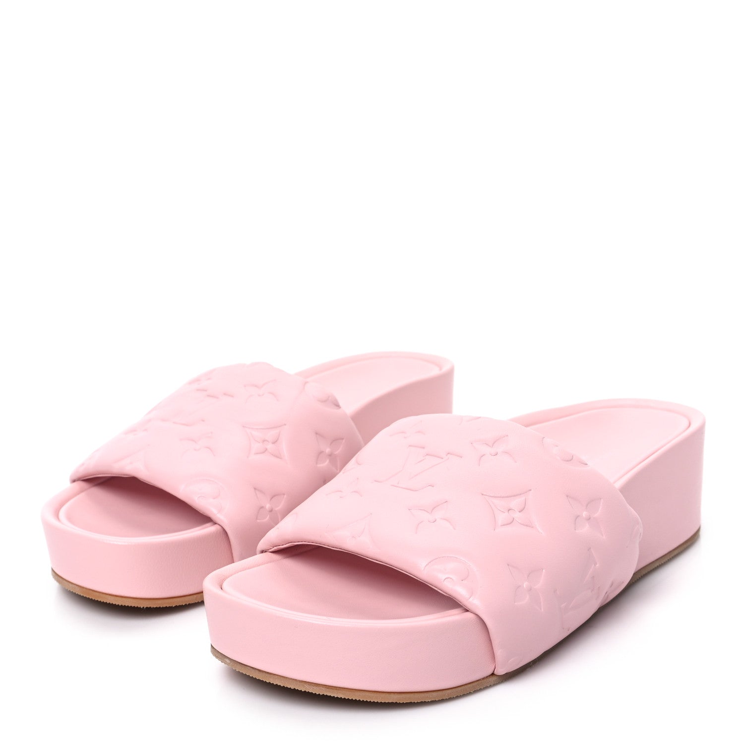 Louis Vuitton Lambskin Embossed Monogram Jumbo Flatform Mule Sandals 36 Rose Clair 3 of 7
