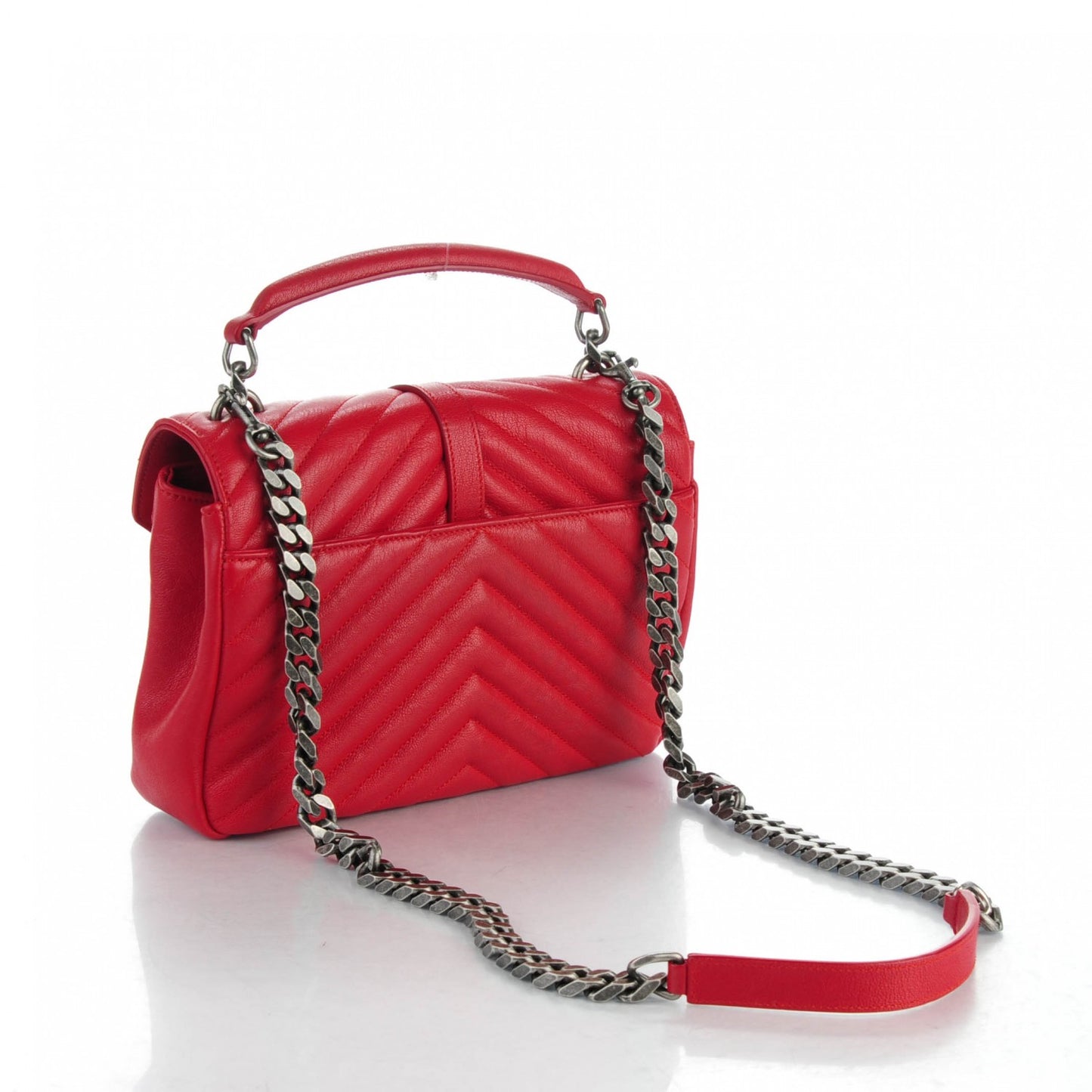 Sheepskin Matelasse Chevron Monogram Medium College Bag Rouge