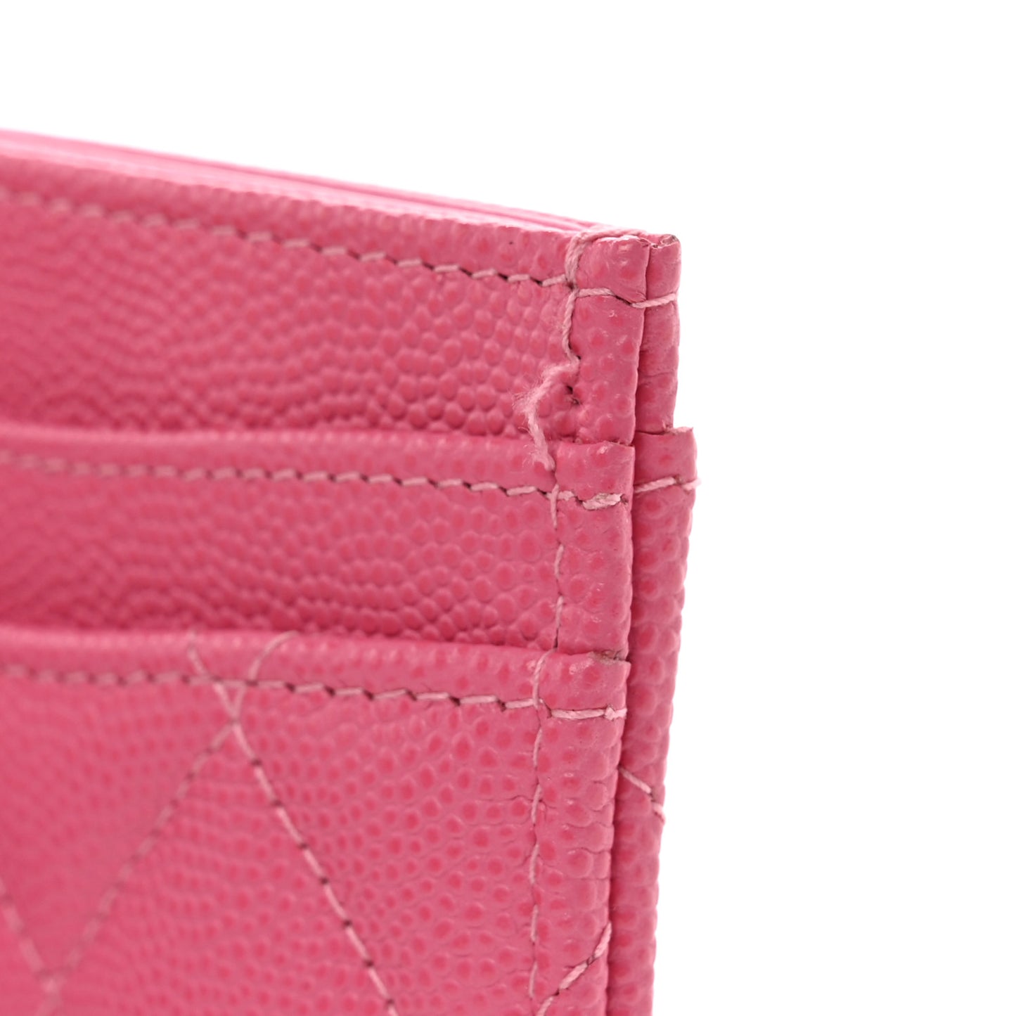 Caviar Quilted Card Holder Pink