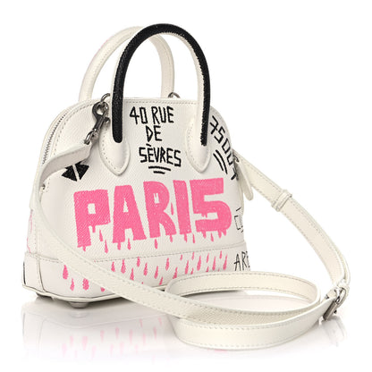 Balenciaga Grained Calfskin Graffiti Print XXS Ville Top Handle Bag White 3 of 10