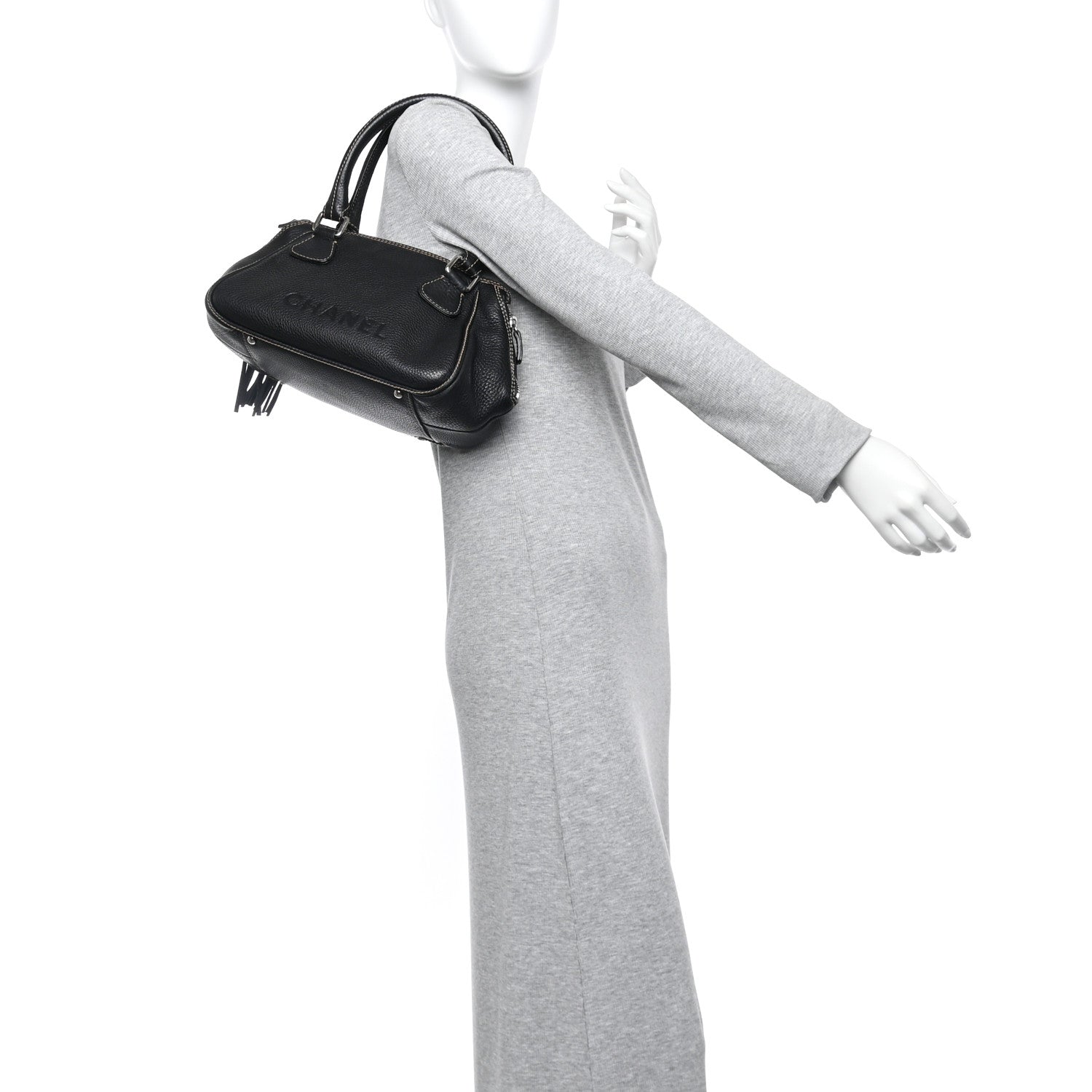 Chanel Calfskin Small Tassel Bowler  Black 2 of 15