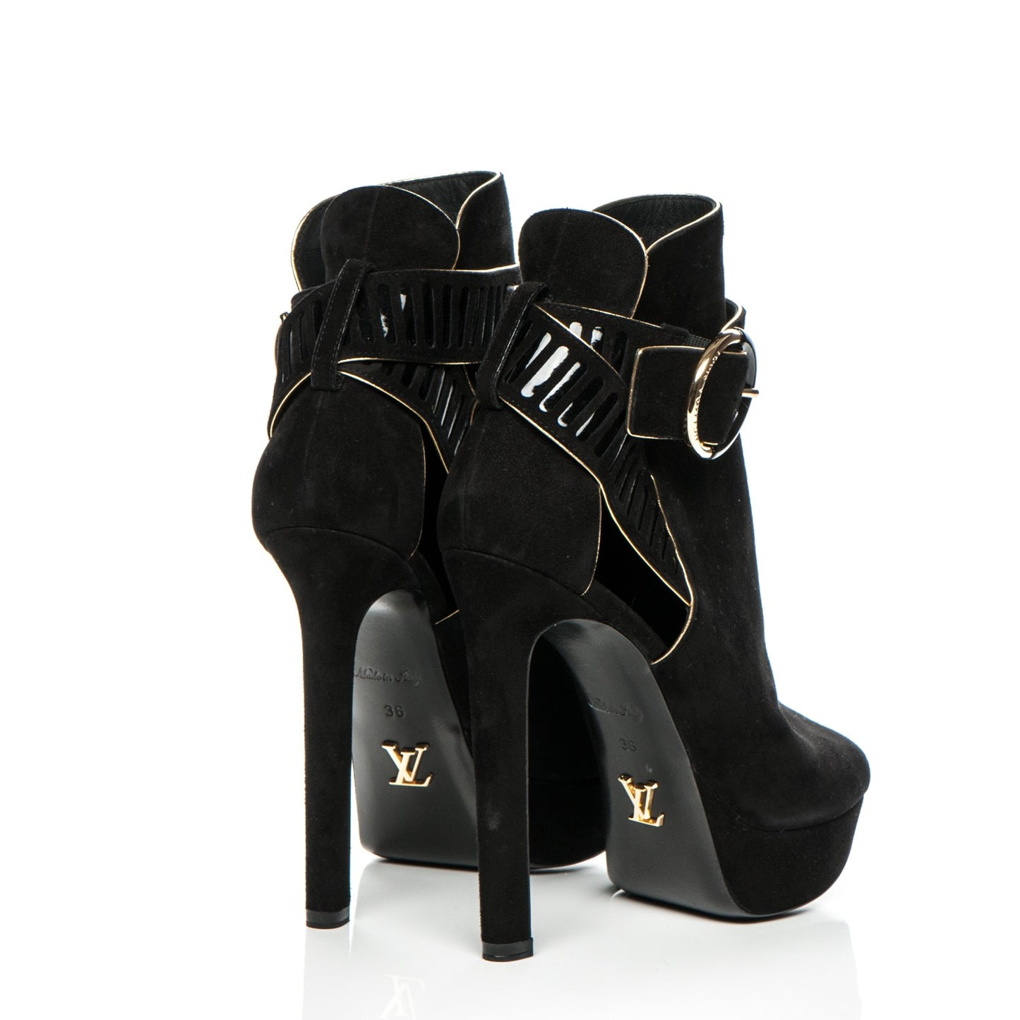 Suede Attraction Peep Toe Ankle Boots 36 Black