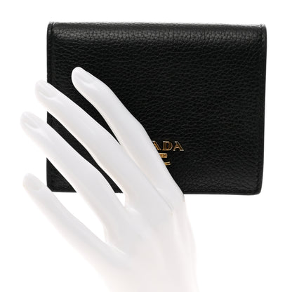 Prada Vitello Daino Small Bi-Fold Walle Black Fuoco 2 of 8