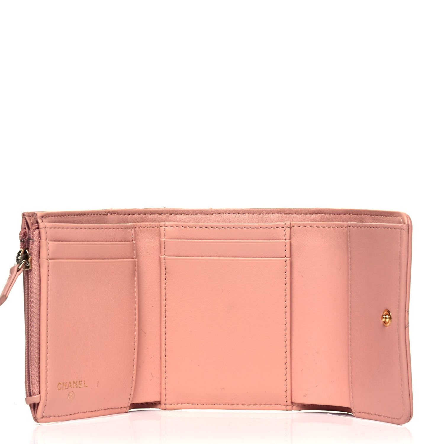Chanel Goatskin Quilted Chanel 19 Small Flap Wallet Pink 8 of 10
