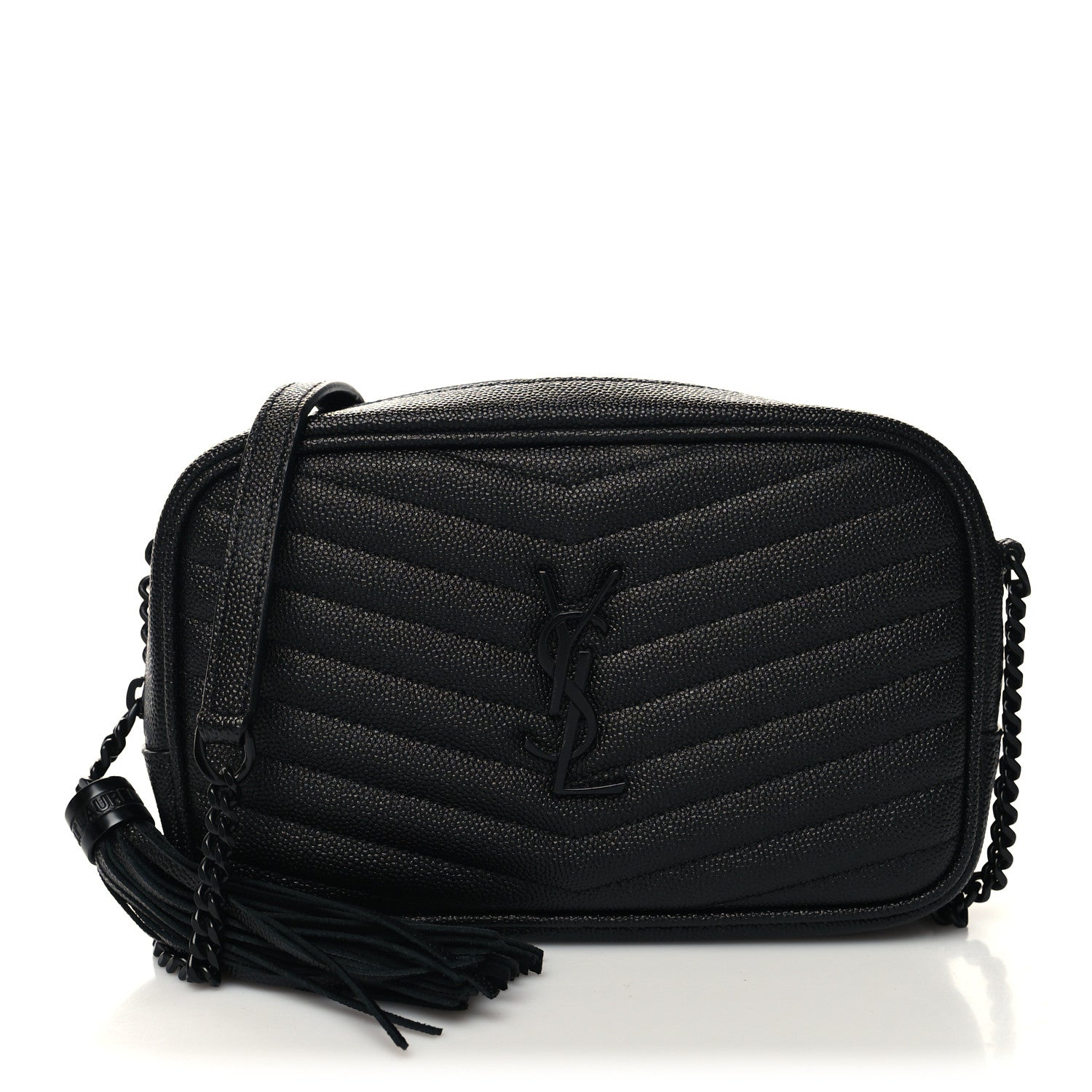 Saint Laurent Grain De Poudre Matelasse Monochrome Monogram Mini Lou Camera Bag Black 1 of 10