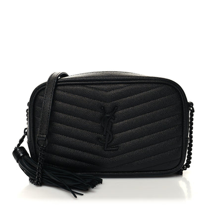 Saint Laurent Grain De Poudre Matelasse Monochrome Monogram Mini Lou Camera Bag Black 1 of 10