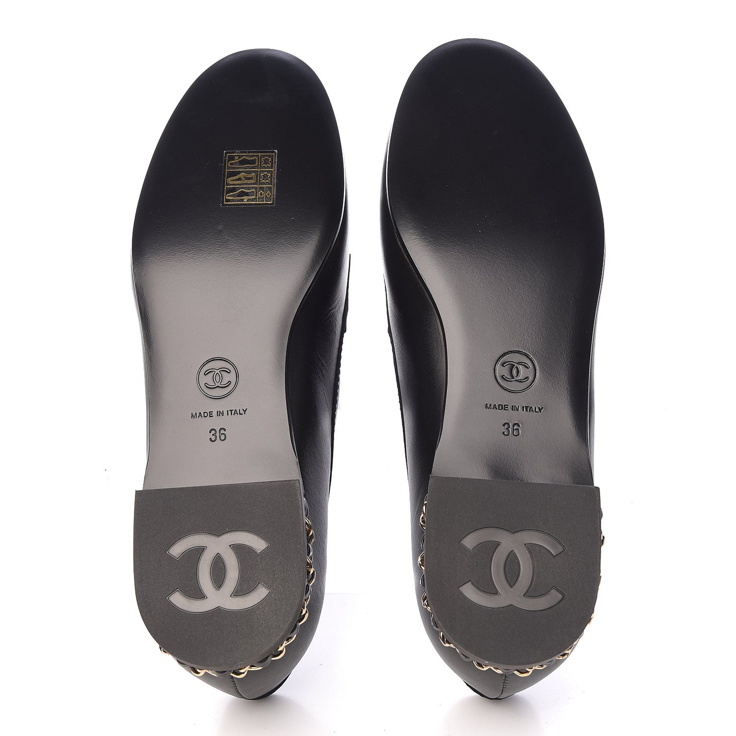 Calfskin CC Chain Mocassin Loafers 36 Black