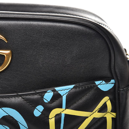 Gucci Calfskin Matelasse GucciGhost Medium GG Marmont Chain Shoulder Bag Black New Acquamarine 8 of 9