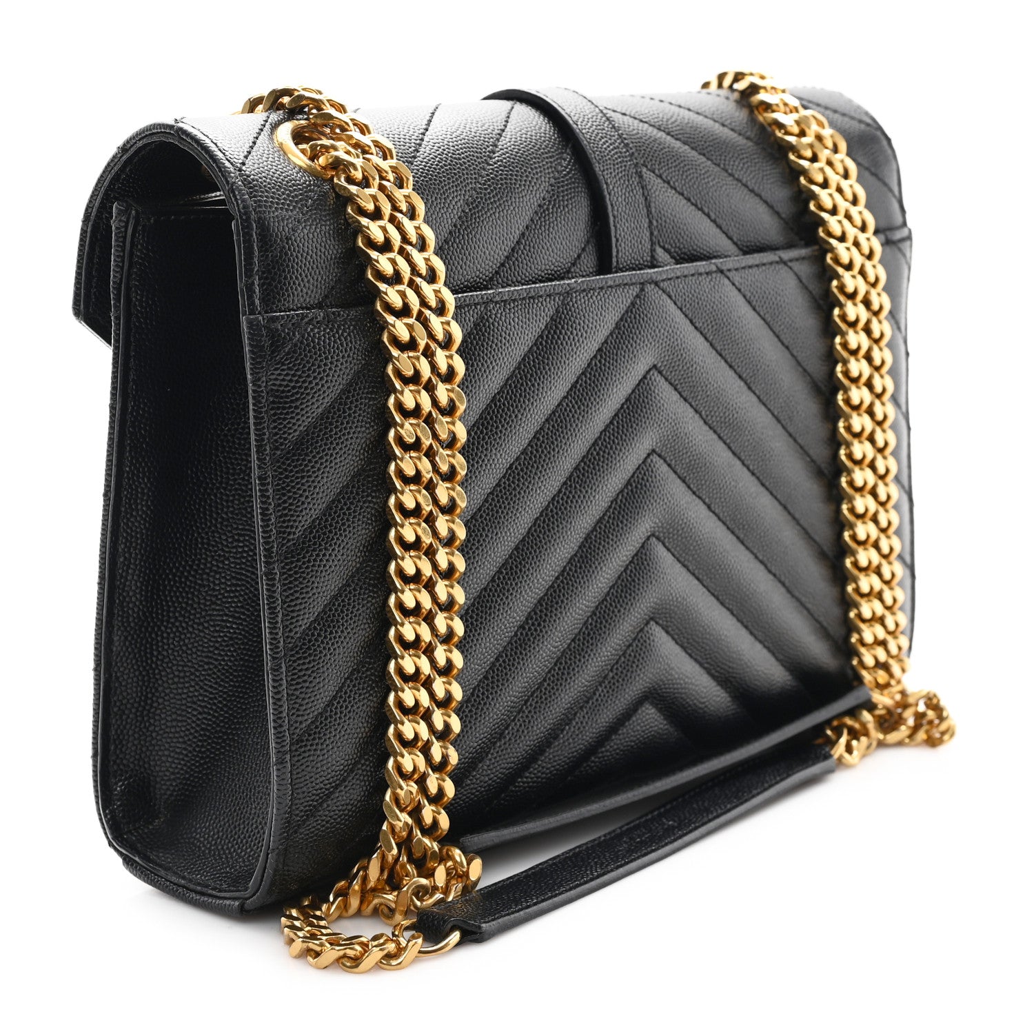 Saint Laurent Grain De Poudre Matelasse Chevron Medium Monogram Satchel Black 3 of 11