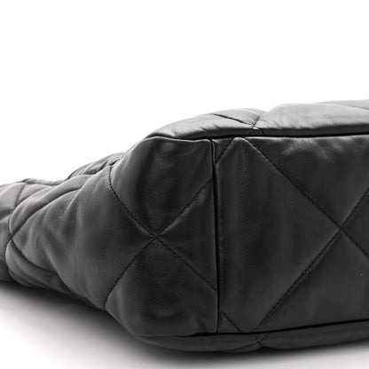 Chanel Lambskin Quilted Chanel 19 East West Shopping Bag Black 9 of 10