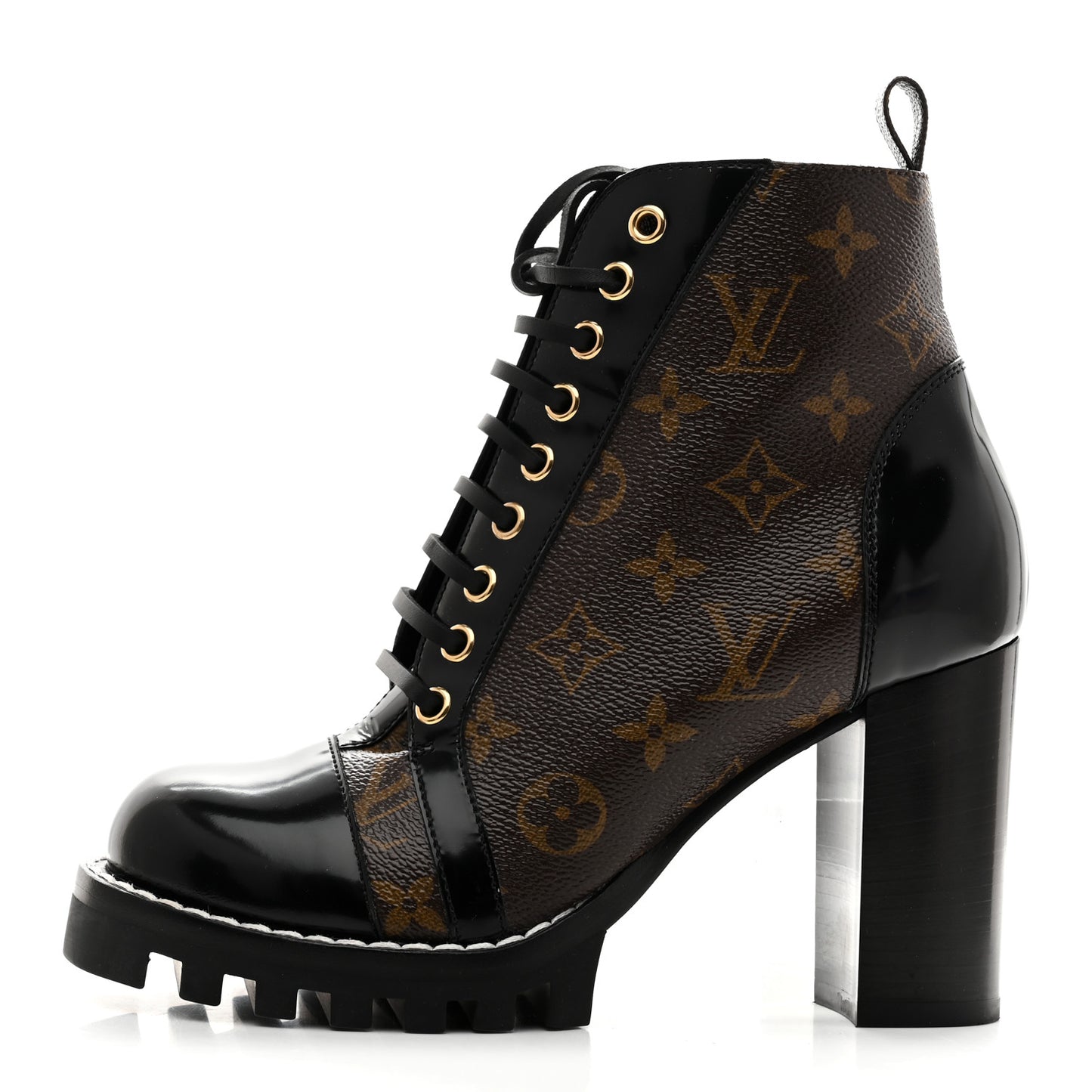 Patent Calfskin Monogram Star Trail Ankle Boots 37.5 Black