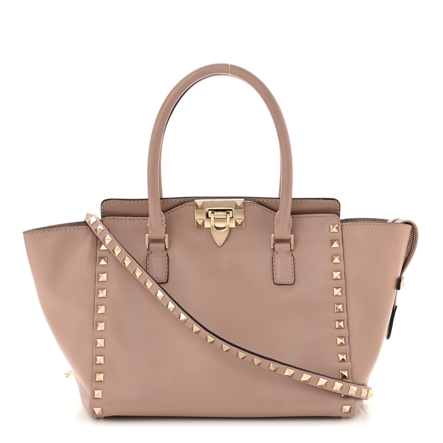 Valentino Garavani Vitello Small Rockstud Double Handle Tote Poudre 1 of 12