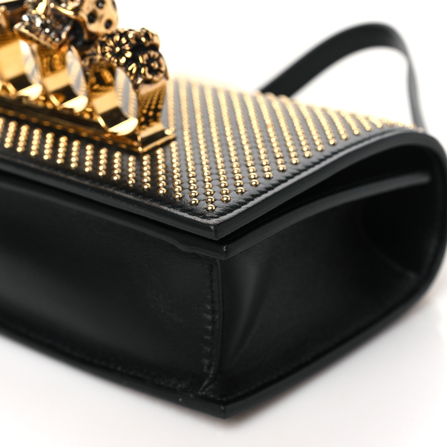Alexander McQueen Calfskin Studded Mini Jeweled Knuckle Satchel Black 9 of 9